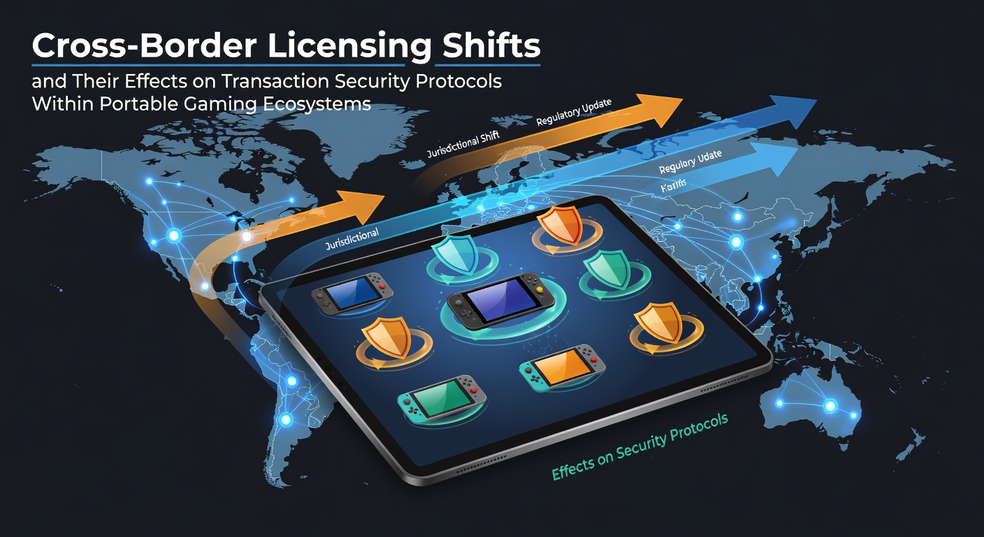 Cross-border licensing documents and mobile device security interfaces displayed side by side in a professional setting